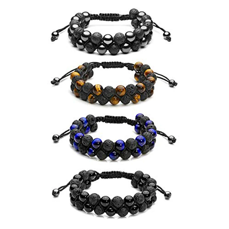 

Men Women 8mm Lava Rock Stone Aromatherapy Essential Oil Diffuser Bracelet Braided Rope Natural Stone Yoga Beads Bracelets