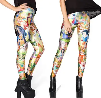 

1Pcs cartoon princess prints Leggings For Women New Fashion Slim Cartoon Printed Elastic Pants Trousers ER-36