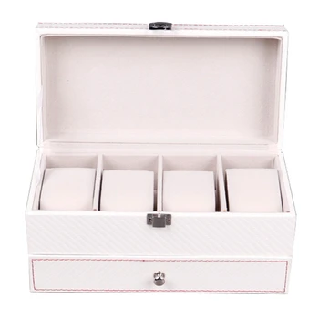 

4 Slot Watch Storage Box Drawer Jewelry Storage Display Leather Square Jewelry Display Watch Box
