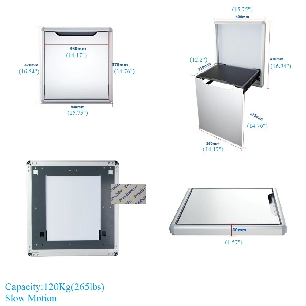 Thin Wall Mount Aluminum Alloy Folding Seat Stool Soft Slow Motion Bathroom Closet Cloakroom Vestibule RV White Silver Champagne