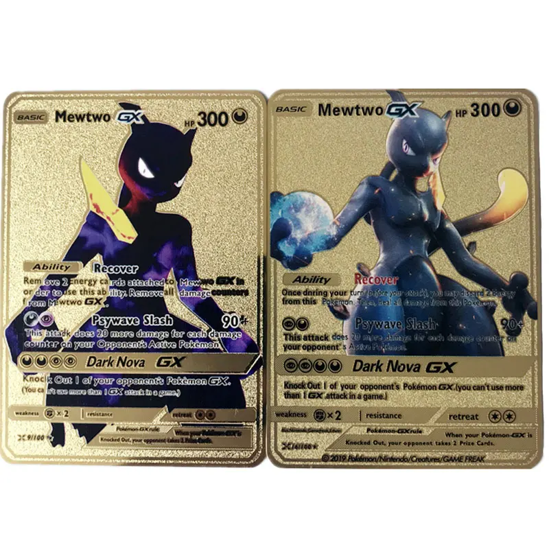 2021 New Pokemon Mewtwo Metal Cards Gold Mew V Pikachu Vmax Trainer Lillie Rosa English Gx Game Collection Card Kids Toys Gifts Game Collection Cards Aliexpress