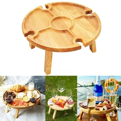 Mini Table pliante en bois, pour le jardin, le Camping en plein air, porte verre à vin, plateau de collation de fruits, café de campagne, Tables de pique nique portables 