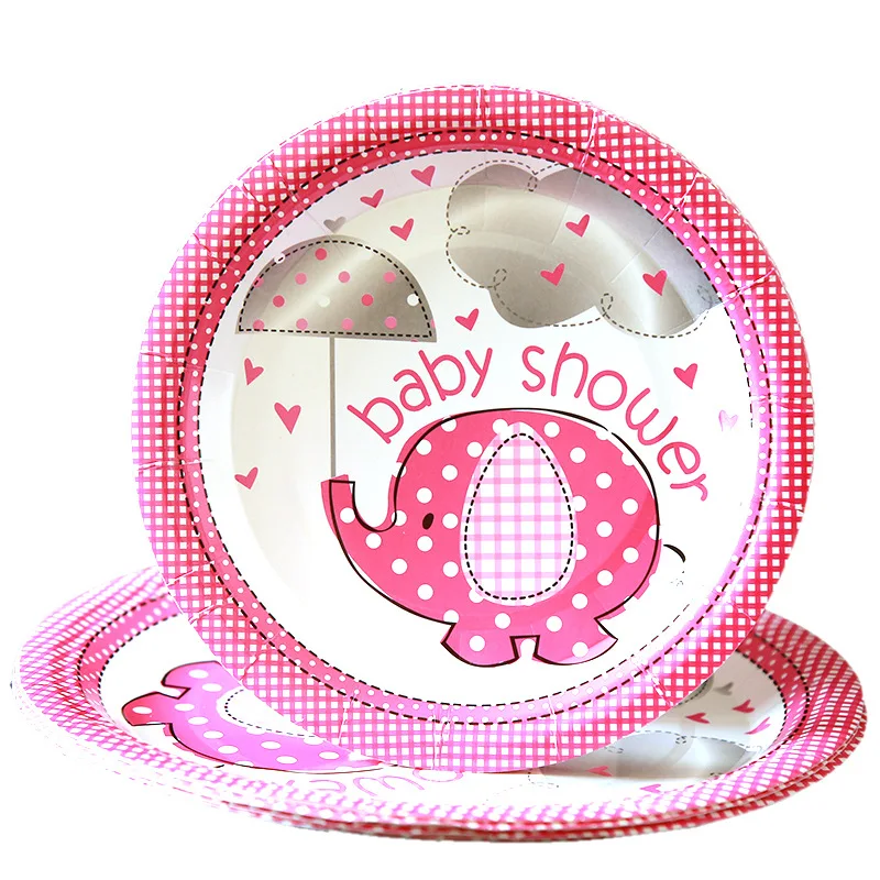 9INCH Plate 10pcs Вечерние салфетки для девочек с изображением розового слона, украшения для новорожденных, Bptism, салфетки для дня рождения, баннер, покрытие для стола, посуда, вечерние принадлежности - Цвет: 9INCH Plate 10pcs