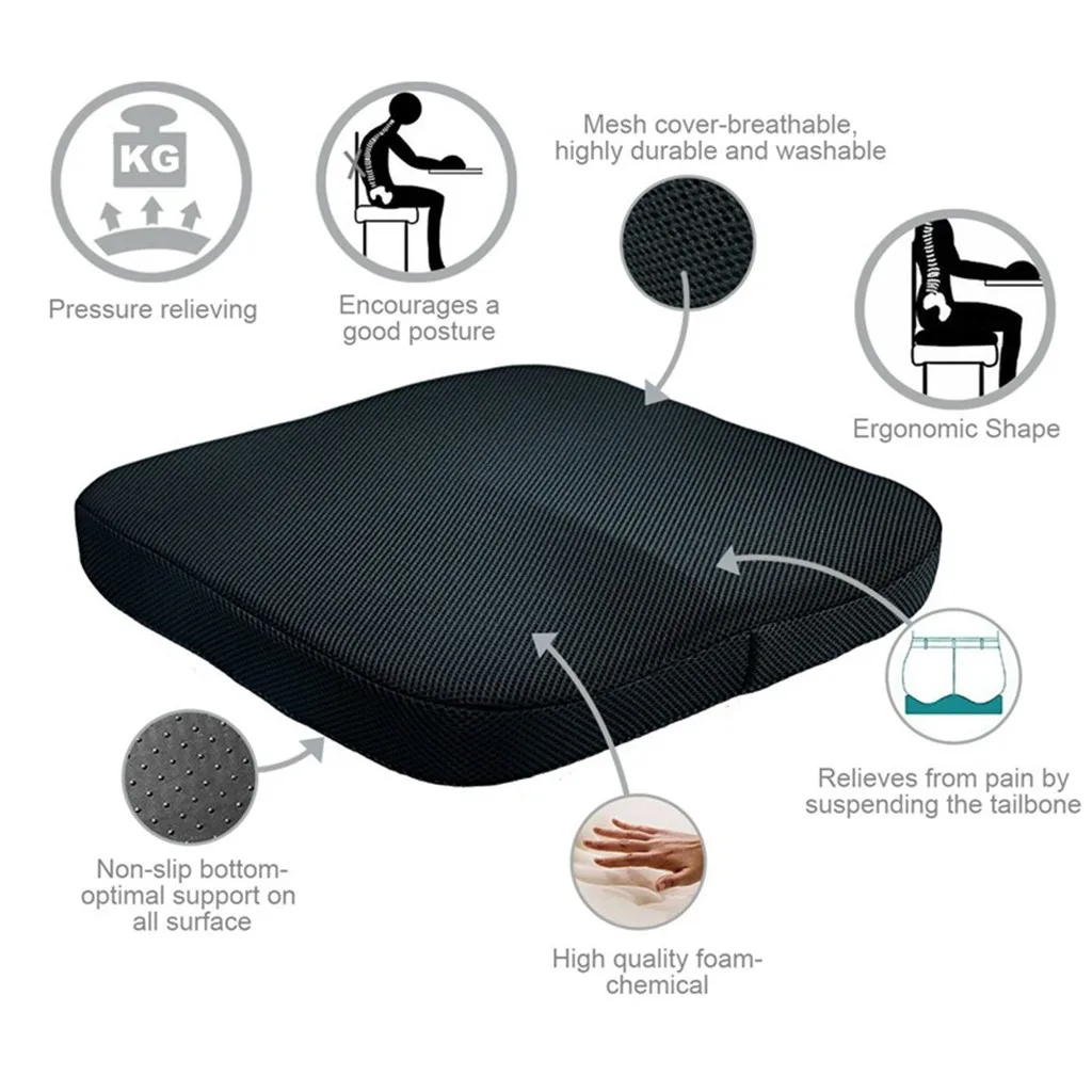 Memory Cotton Black Crystal Super Soft Cloth Non-Slip Cloth Seat Cushion Suitable For Office Chairs And Wheelchairs#YL10