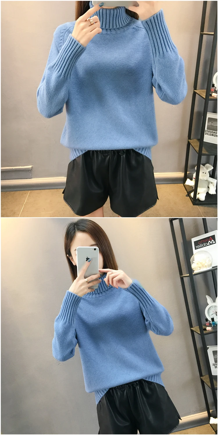 Fdfklak Casual new pull femme pullover sweater women thick warm knit top woman winter clothes turtleneck women's sweaters