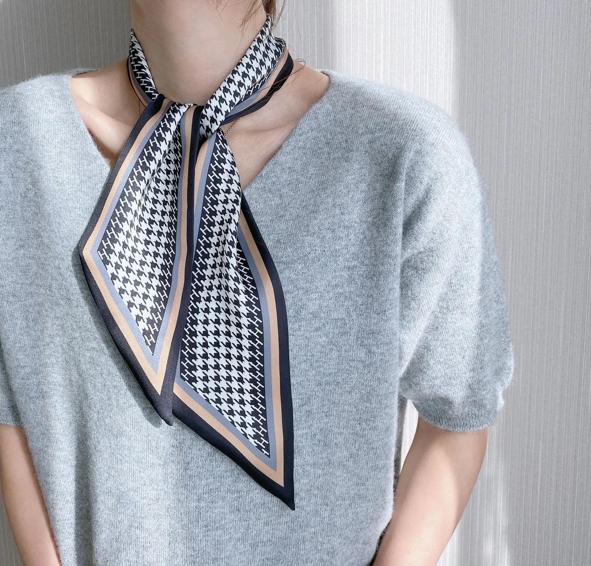 Temperament Scarf Women Double-sided Korean Small Shirt Ribbon Decoration Binding Bag Long |