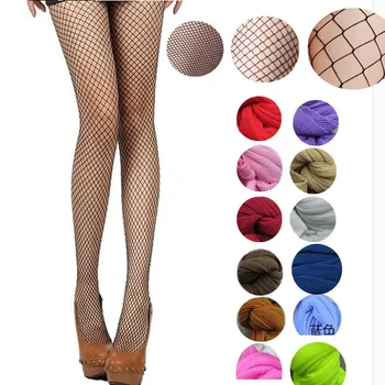 

Women pantyhose Multicolor fishnet stockings colored small middle big mesh fish nets tights anti hook nylon dance collant panty