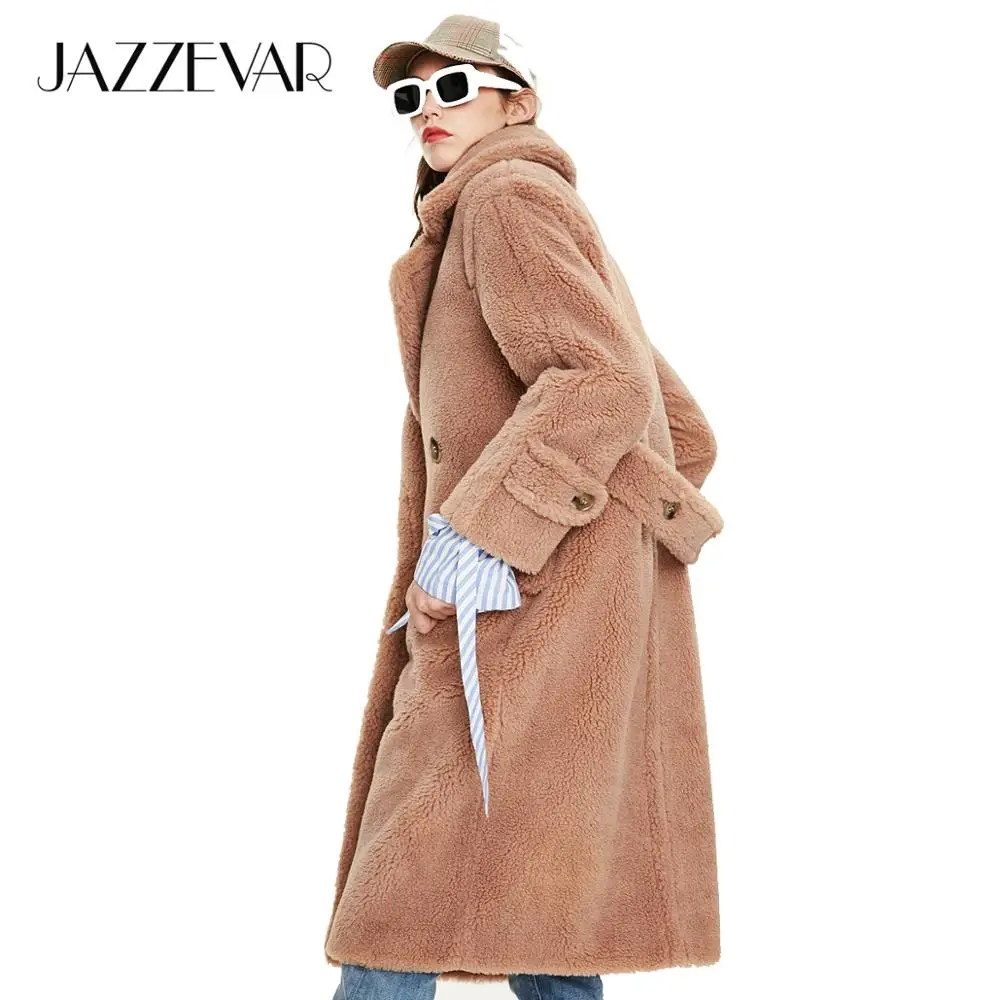 JAZZEVAR 2019 Зимнее новое поступление пальто с мехом женская верхняя одежда свободная