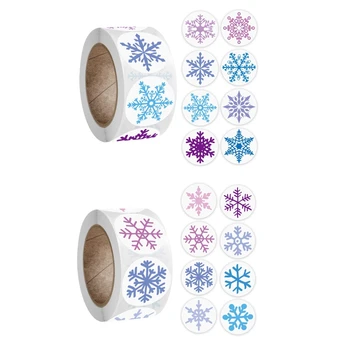 

500Pcs/roll Christmas Snowflakes Handmade Sticker Card Box Package Thank You Label Sealing Stickers