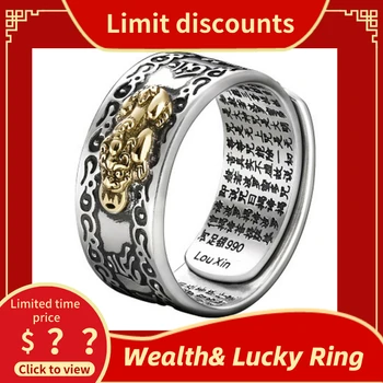

Men Pixiu Charms Ring Women Feng Shui Amulet Wealth Lucky Open Adjustable Ring Men Buddhist Jewelry Rings Unisex