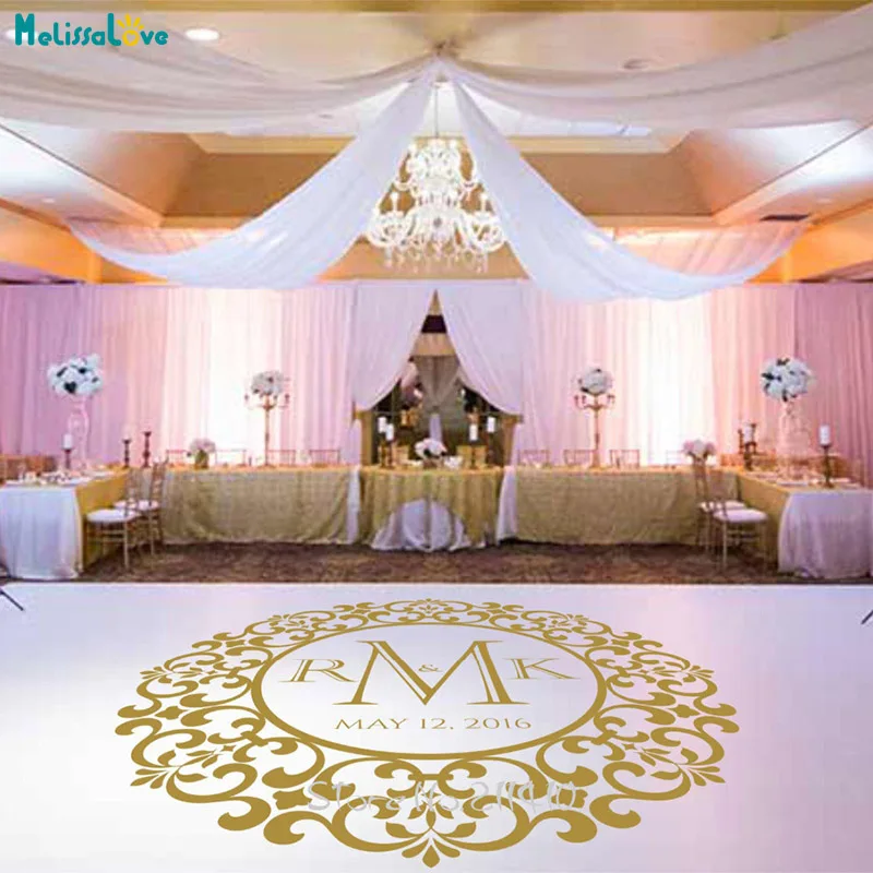 Custom Name Wall Decal Wedding Floor Stickers Party Dancing Floor Decoration Decal Removable Waterproof Mural Gifts ZA103A