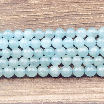 

Lanli fashion natural Jewelry highest grade Aquamarine loose beads DIY Men and women bracelet necklace ear stud Accessories