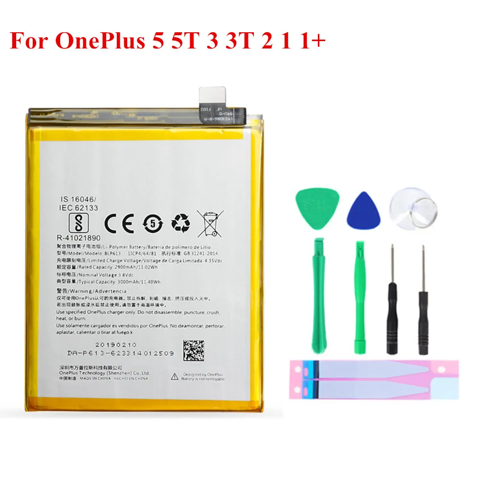 Оригинальный аккумулятор для телефона BLP633 OnePlus 5 5T 3T 2 1 + Аккумуляторы BLP571 BLP597 BLP613