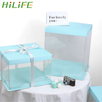 

HILIFE 1Pcs 6/8/10 inch Clear Gift Cupcake Box Transparent Square Cake Box PET Candy Cake Box Wedding Party Cake
