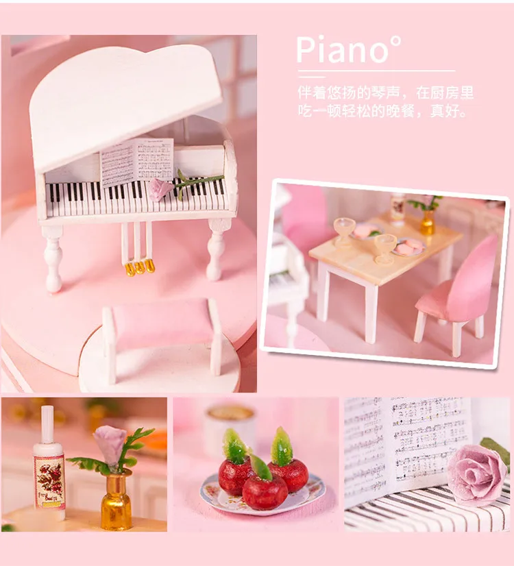 K-047 DIY Миниатюрный Кукольный домик деревянная мини мебель Розовая мечта девушка сердце Кукольный дом милый подарок на день рождения сборка модель здания