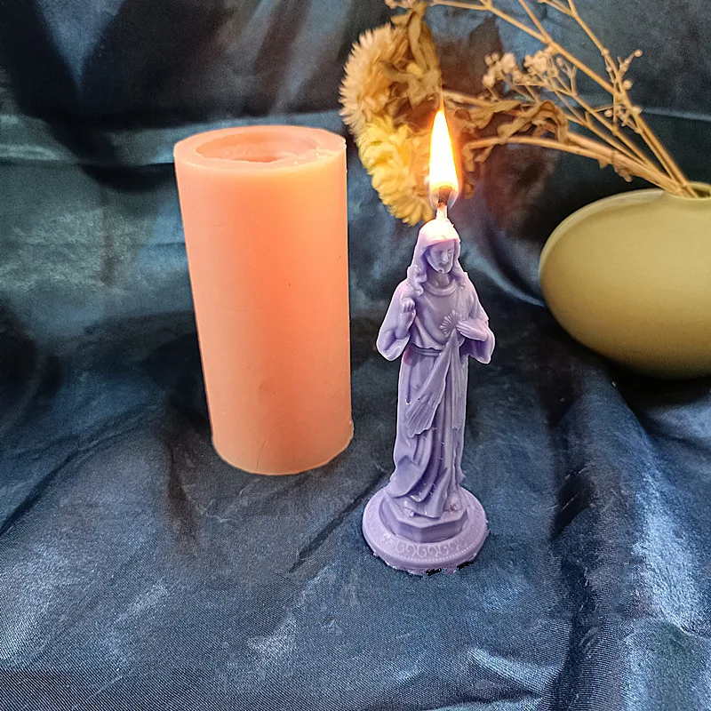DIYHolyFatherJesusChristStatueCandleSiliconeMold3dSilicone