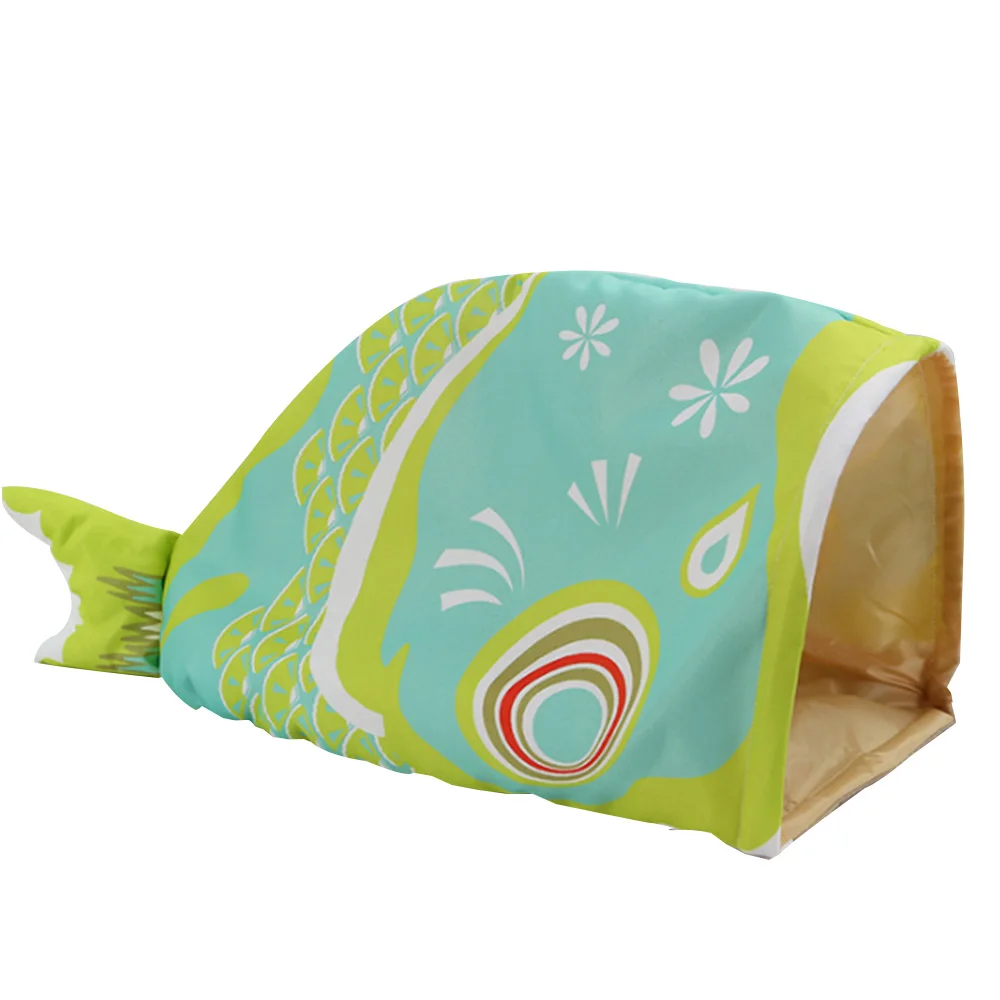 

Cartoon Print Cat Sleeping Bag Fish-shaped Tunnel Bed Waterproof All Seasons Cat Mat Sleeping House Kennel Cat Supplies