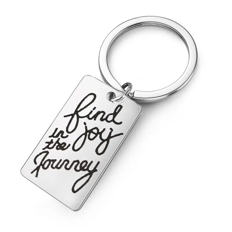 Брелок из нержавеющей стали кольцо для ключей брелок 22x40 мм Find Joy In The Journey Charms