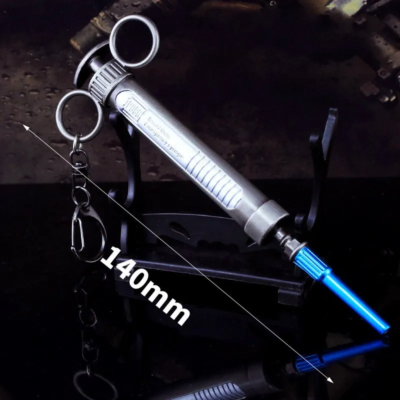 

PUBG Playerunknown's Battlegrounds Logo Adrenaline syringe Keychain Pendant Cosplay Accessories for gift collection Key Chains