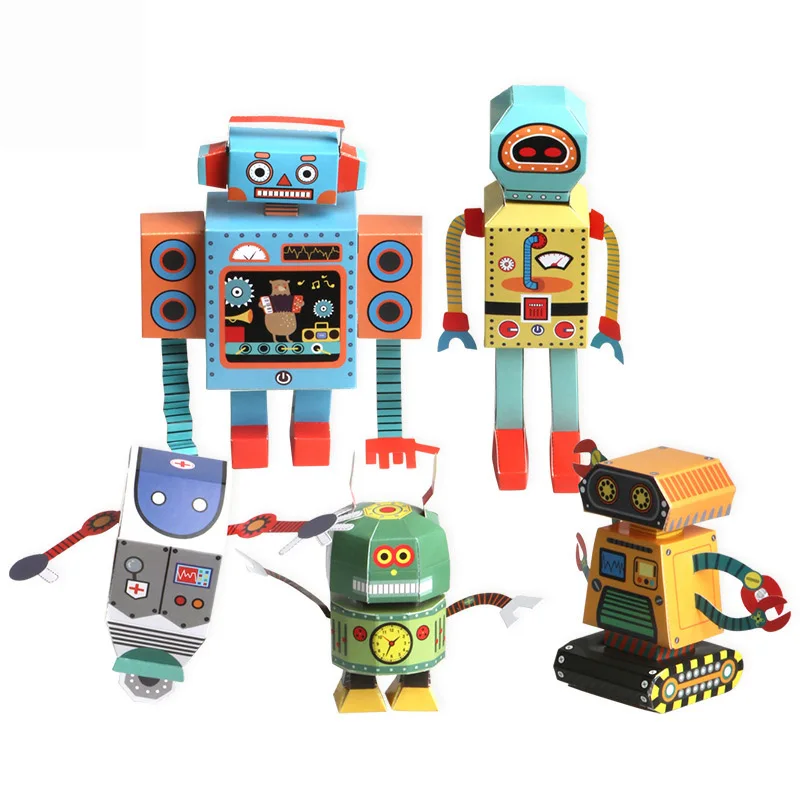 

Cartoon Origami Book Paper Arts and Craft DIY Handmade 3D Puzzle Games robot Origami Cutting Stickers Arts Crafts Toys Girl Gift