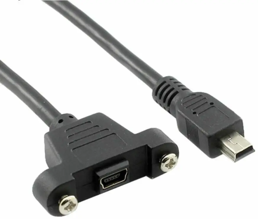 LBSC Panel Mount Type USB 2.0 Mini B Male to Female Cable with Screws 1 foot Black | Компьютеры и офис