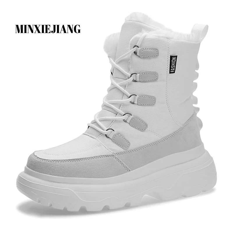 

MINXIEJIANG Outdoor snow boots men's waterproof non-slip boots winter plus velvet thick warm cotton boots men's boots
