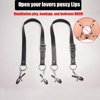 BDSM Wrap Around Thigh Harness With Vagina Clamps,Hands Free Pussy/Vaginal/Labia Lips Spreader Bondage,Sex Toys For Women 2
