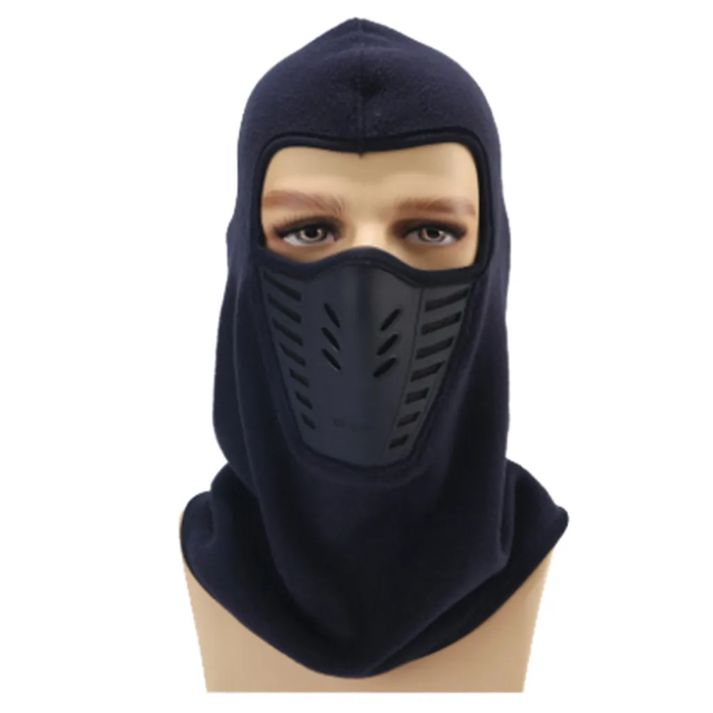 Black Cycling Face Mask Ski Neck Protecting Outdoor Windproof Fleece Winter Hat Helmet Sports Motorcycle Cycling Skiing Breathable - Цвет: Black