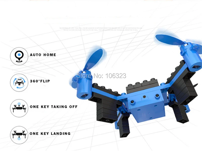 DIY Building Blocks Drone, 2.4G Aircraft 6-Axis Gyro, HD Camera Apple Store Google Play APP Control Quadrocopter, Wifi Transfer