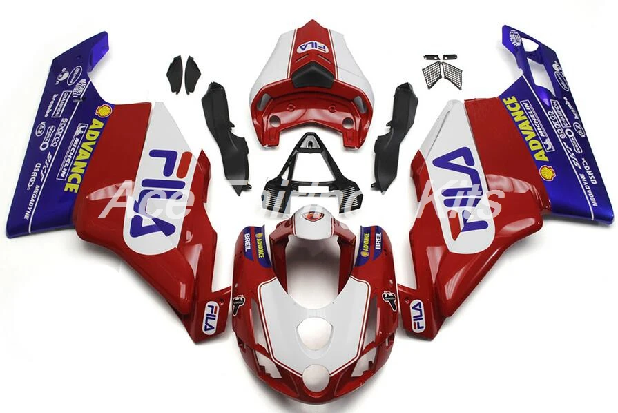 Полный мотоцикла Обтекатели для поездок на мотоцикле Ducati 749 999 2003 2004 03 04 тела комплект ABS пластиковые Обтекатели Кузов под заказ красные, синие