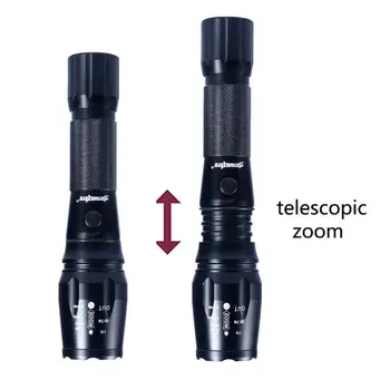 

Zoomable 18650 Rechargeable Tactical Torch Light AC Charge Flashlight Anti-Slip Aluminum Alloy Zoom Torch Light Stretchable