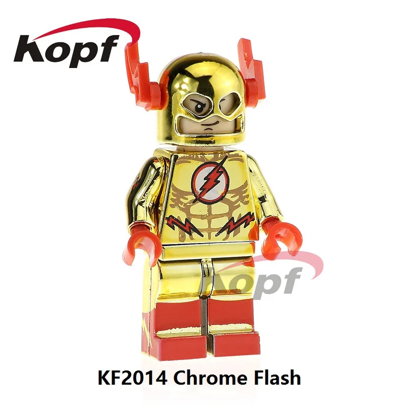

Building Blocks Single Sale Golden Chrome Flash Vision Captain America Super Heroes Bricks Assemble Toys for children KF2014