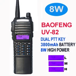 BaoFeng – walkie talkie Original UV 82, batterie 8W 3800mah UV 82, émetteur récepteur Radio amateur 10 KM, double PTT 82 HP 