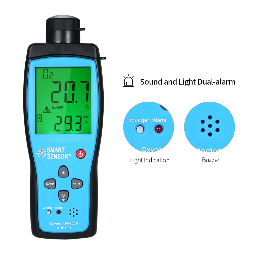  SMART SENSOR Oxygen Meter Digital Portable Automotive O2 Gas Tester Monitor Detector Handheld Oxyge