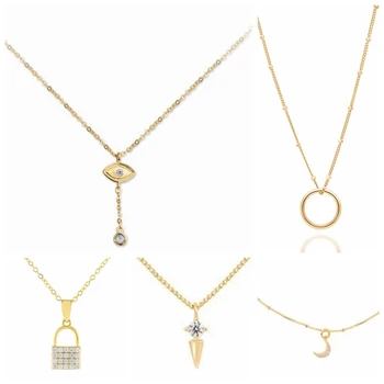 

BOAKO 925 Sterling Silver Collares Necklace Women Star Moon Butterfly Zircon Clavicle Chain Necklaces For Women Luxury Jewelry