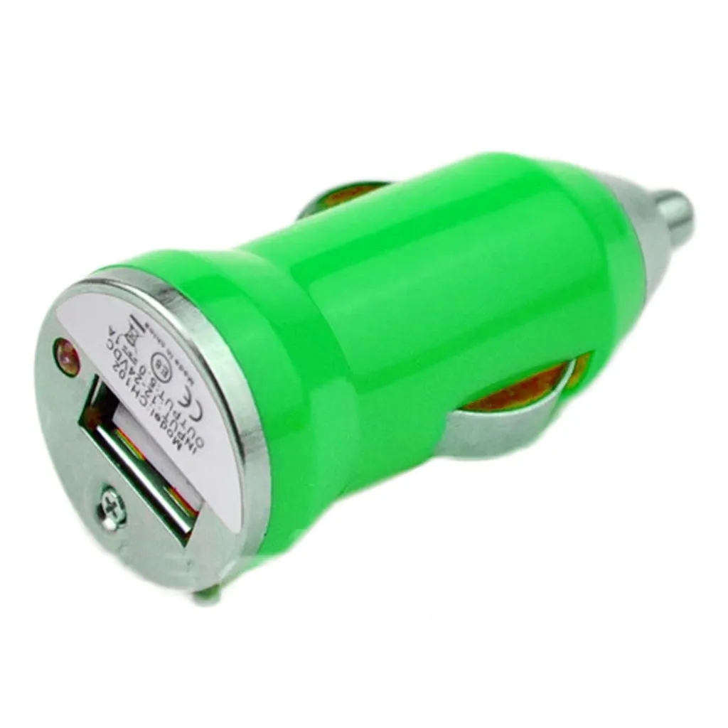 USB Автомобильное зарядное устройство Быстрая зарядка для iPhone iPod для samsung для huawei MP4 MP3 PDA зеленое мини USB Автомобильное зарядное устройство# PY10