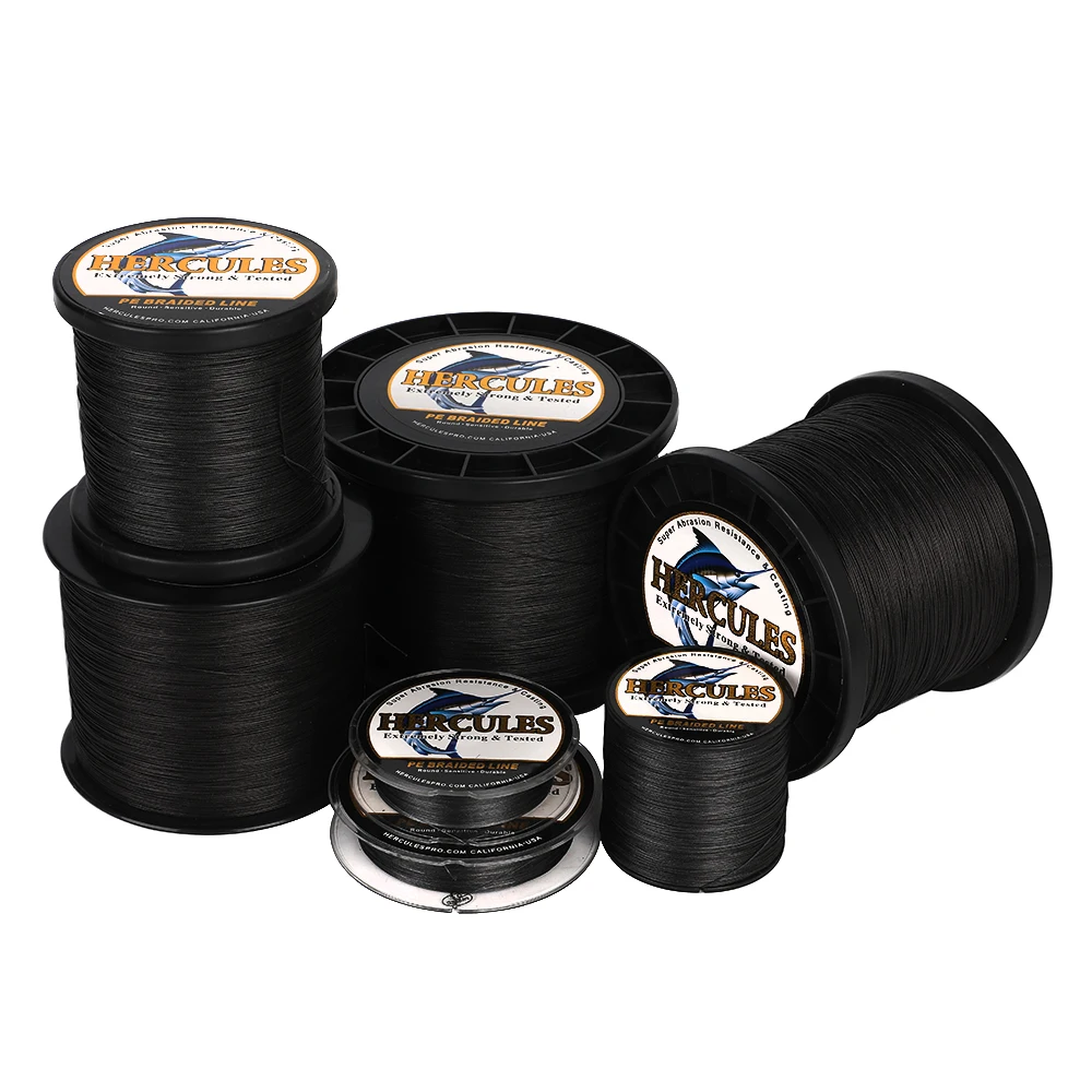 Hercules Black Fishing Lines 12 Strands Braided Wire Pe 100M 300M 500M 10-420LB Level Floating Line Fishingline Durable