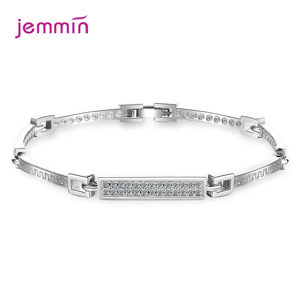 

New Charm Bracelets for Women Bangles 925 Silver Simple Elegant Shinning Rhinestone AAA+ Zircon Bracelet Female Jewelry
