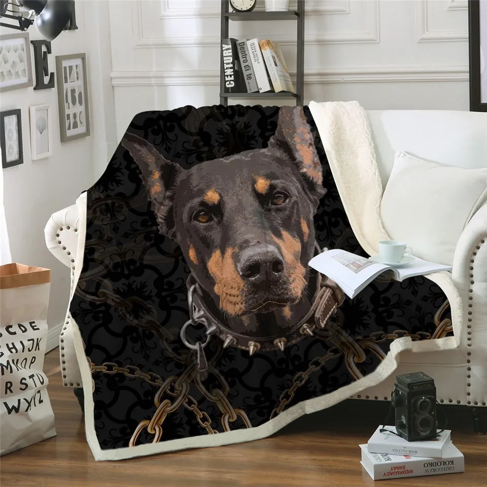 3D-Pet-Dog-Collection-Sherpa-Blanket-3d-Animal-Pug-Plush-Throw-Blanket-Bulldog-Husky-Doberman-Rottweiler