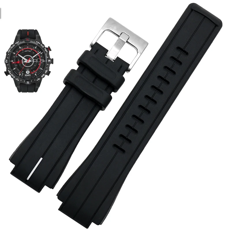 Резиновый ремешок для часов timex WATCHT2N720 T2N721 TW2T76300 черный водонепроницаемый