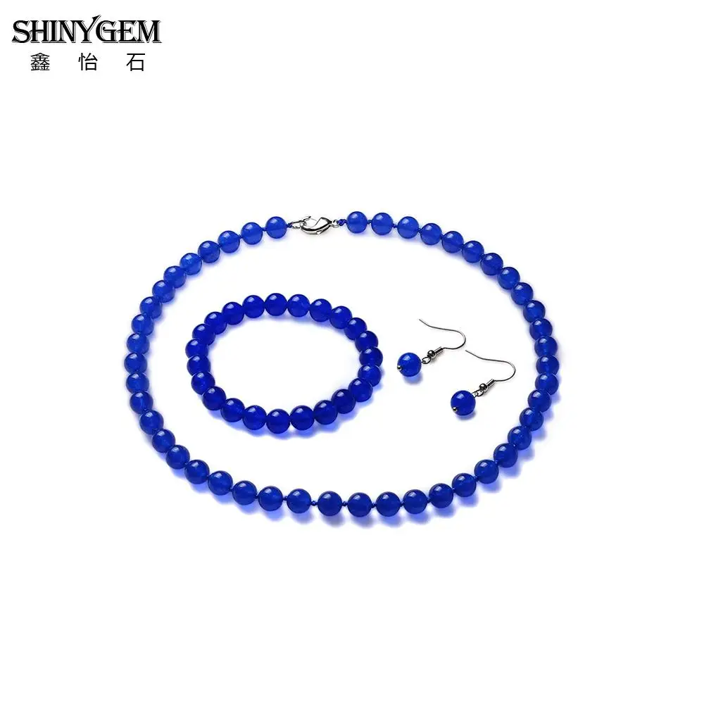 

ShinyGem Classic Natural 8mm Beads Jewelry Sets Earrings Bracelets Necklaces jewelry Sets For Women Bridal Wedding Jewelry Sets