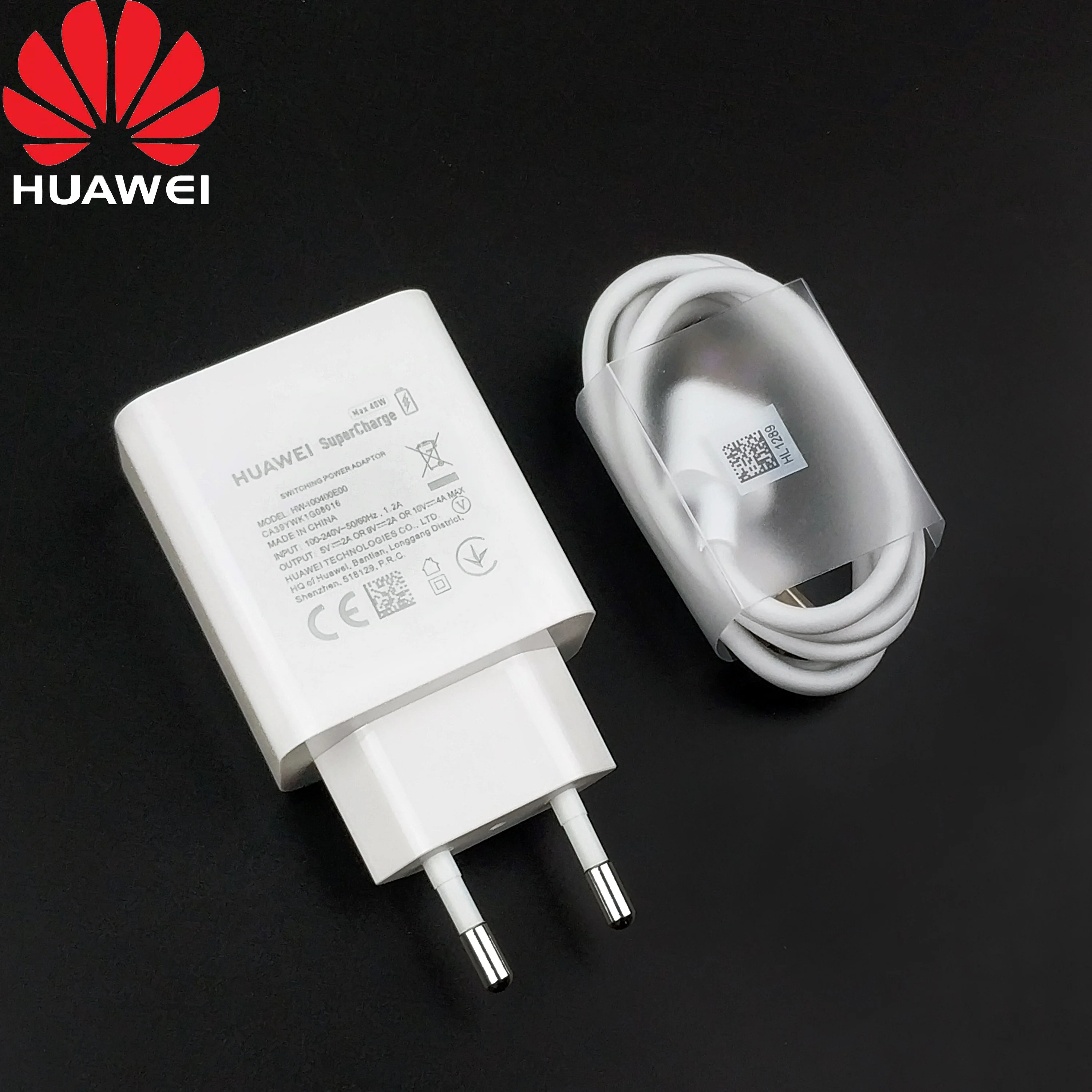 

Huawei SuperCharge 40W Fast Charger Mate 30 20 P30 P20 Mobilephone Travel EU Charge adapter type-c cable for Mate 30 Pro p30pro