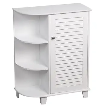 

3-tier Floor Storage Cabinet with Side Shelves White Produced by high quality MDF material, bedroom furniture bathroom cabinet .