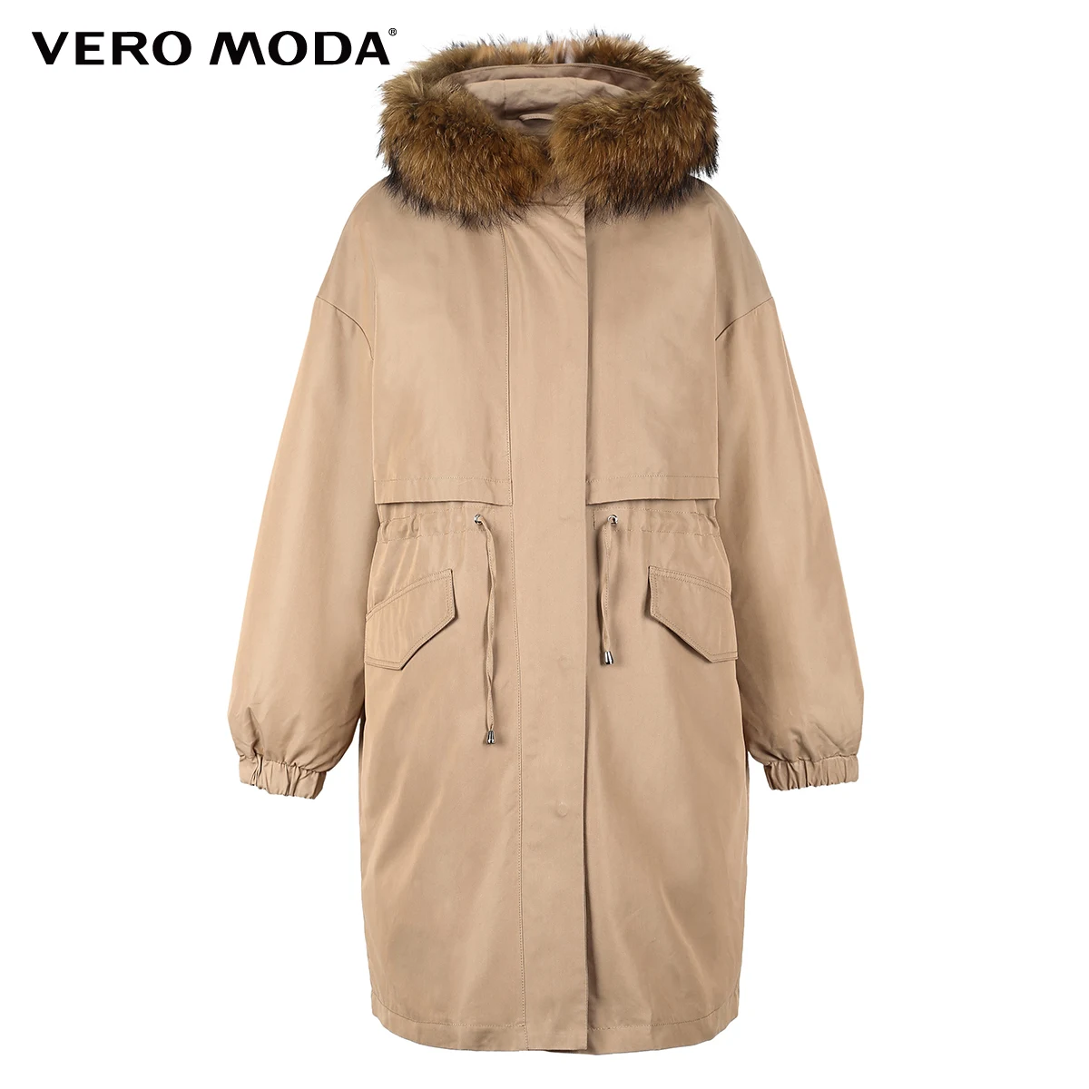 Vero Moda женский 90% белый утиный пух глянцевый с капюшоном енота волос пуховик Куртка парка пальто | 318412524