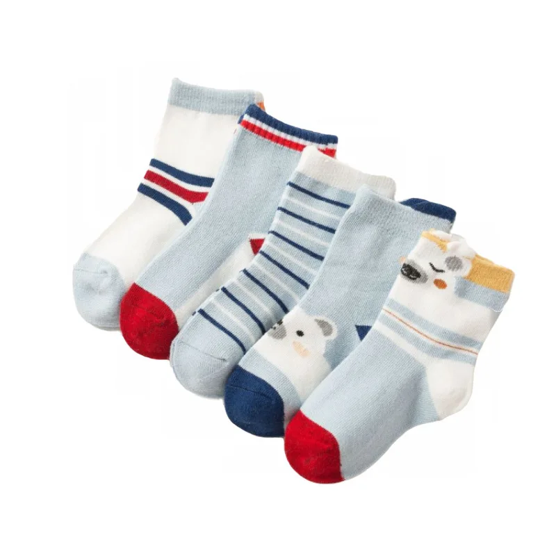 autumn-bear for boy 5 пар в партии, новинка года, весенний Комплект детских носков, хлопковые носки для малышей носки средней высоты с рисунком для мальчиков и девочек, От 1 до 8 лет - Цвет: autumn-bear for boy