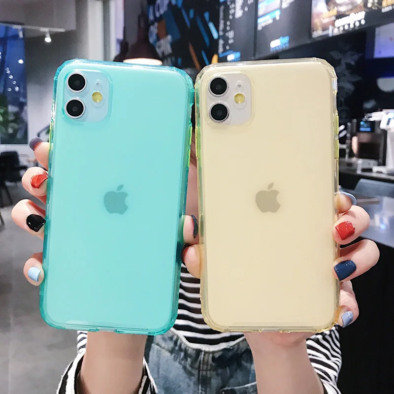 Ottwn для iPhone 11 Pro XR XS Max X 7 8 Plus чехол противоударный Матовый Прозрачный чехол для телефона карамельный цвет Мягкая силиконовая задняя крышка