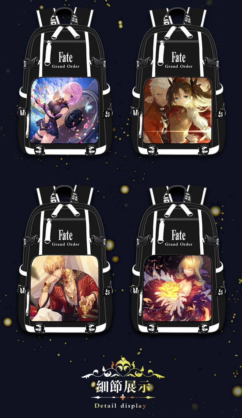 Аниме Fate Stay Night Saber, для отдыха, для девочек и мальчиков, дорожная сумка, usb зарядка, ранец, рюкзак для ноутбука, рюкзак для подростков, студентов