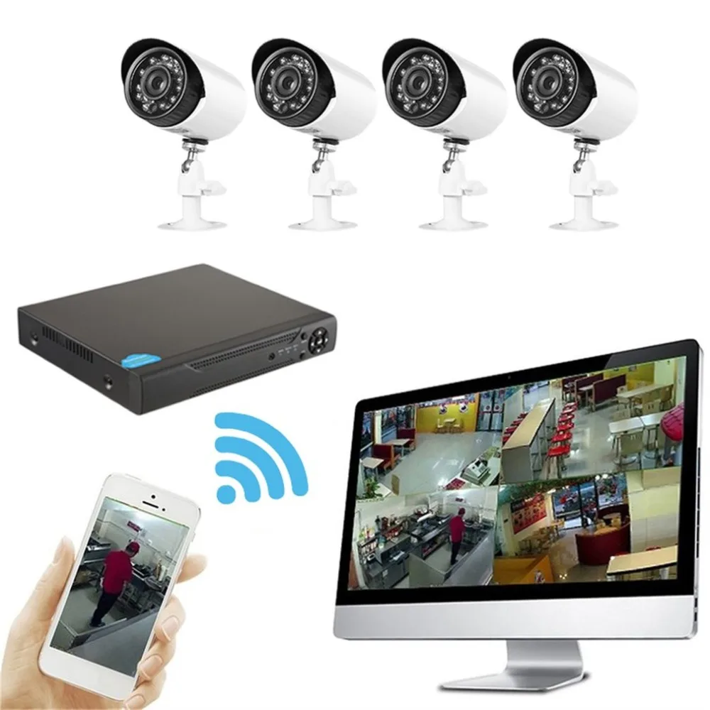 

4 Channels Mobile DVR Network Hybrid Digital Smart Video Recorder CCTV Surveillance DIY Kit With 2.0MP Coaxial Cameras