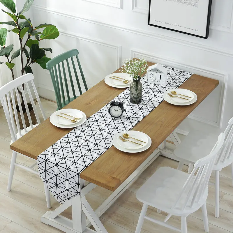 Nordic simple modern fashion Plaid table runner table mat tea table cloth geometric pattern fabric table runner