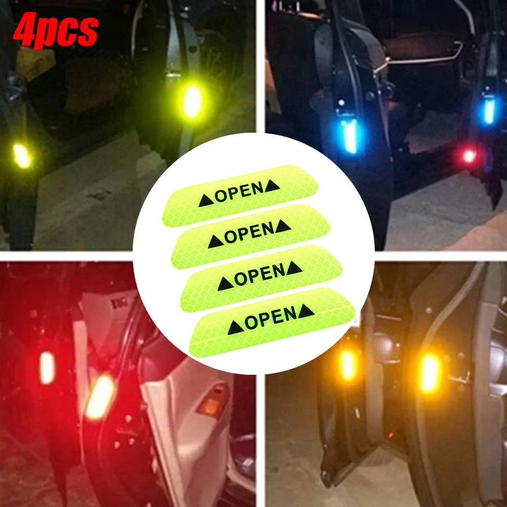 蛍光車の反射テープ 4ピース セット 車のドアラベル 反射テープ オープン 蛍光 黄色 オレンジ Car Stickers Aliexpress